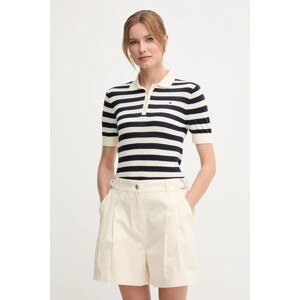 Polo majica Tommy Hilfiger za žene, boja: tamno plava
