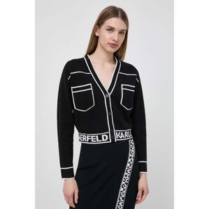 Kardigan s primjesom vune Karl Lagerfeld boja: crna, lagani