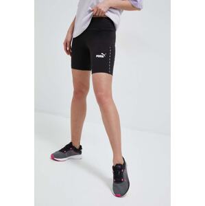 Kratke hlače Puma za žene, boja: crna, s tiskom, visoki struk