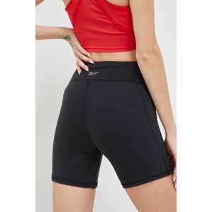 Kratke hlače za trening Reebok Lux COLLECTION boja: crna, glatki materijal, visoki struk, HS7794.100028185