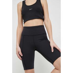 Kratke hlače za trening Reebok Lux COLLECTION boja: crna, glatki materijal, visoki struk, HS7800.100028200