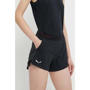 Kratke outdoor hlače Salewa Pedroc 2 DST boja: crna, s uzorkom, srednje visoki struk, 00-0000028604