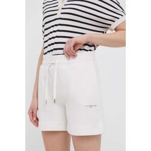 Kratke hlače Tommy Hilfiger za žene, boja: bijela, glatki materijal, visoki struk, WW0WW38348