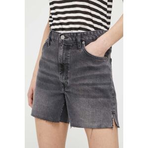 Traper kratke hlače Superdry za žene, boja: siva, glatki materijal, visoki struk