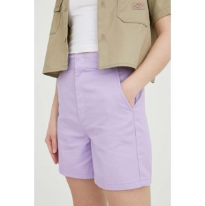 Kratke hlače Dickies za žene, boja: ljubičasta, glatki materijal, visoki struk