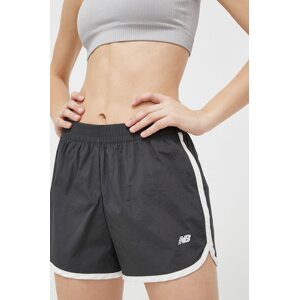 Kratke hlače za trening New Balance Athletics Remastered boja: siva, s aplikacijom, visoki struk, WS31500ACK-ACK