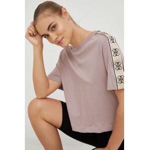 Pamučna majica Guess boja: ljubičasta