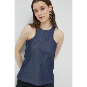 Pamučna majica Love Moschino boja: tamno plava
