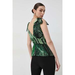 Bluza s dodatkom svile Guess boja: zelena, s uzorkom