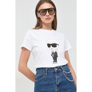 Pamučna majica Karl Lagerfeld za žene, boja: bijela