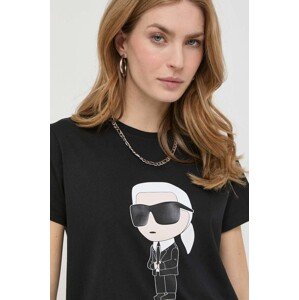 Pamučna majica Karl Lagerfeld za žene, boja: crna