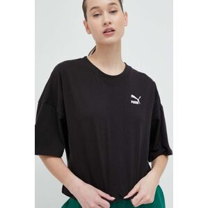 Pamučna majica Puma boja: crna, 538052-01