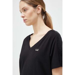 Majica kratkih rukava EA7 Emporio Armani za žene, boja: crna