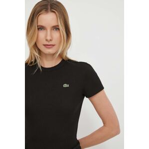 Pamučna majica Lacoste za žene, boja: crna, TF5538