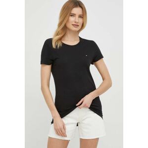 Majica kratkih rukava Tommy Hilfiger za žene, boja: crna