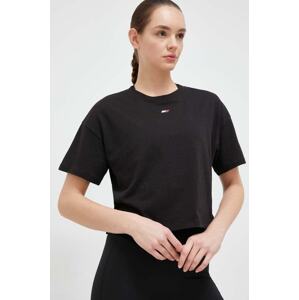 Majica kratkih rukava Tommy Hilfiger za žene, boja: crna