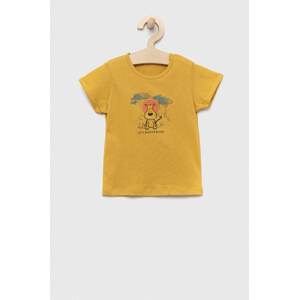 Pamučna majica kratkih rukava za bebe United Colors of Benetton boja: žuta