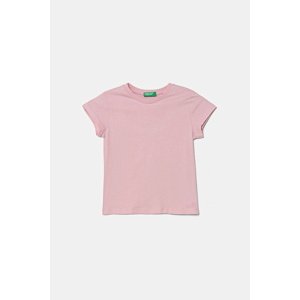 Dječja pamučna majica kratkih rukava United Colors of Benetton boja: ružičasta, 3I1XG106Y