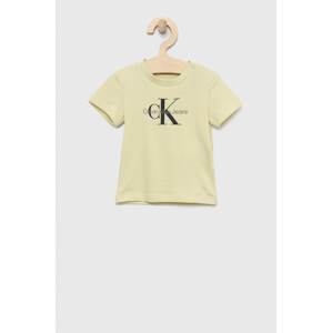 Dječja majica kratkih rukava Calvin Klein Jeans boja: zelena, s tiskom