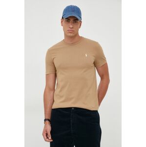 Pamučna majica Polo Ralph Lauren za muškarce, boja: bež, bez uzorka, 710671438