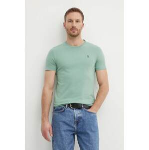 Pamučna majica Polo Ralph Lauren za muškarce, boja: zelena, bez uzorka, 710671438
