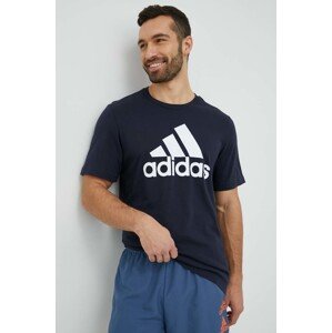 Pamučna majica adidas boja: tamno plava, s tiskom