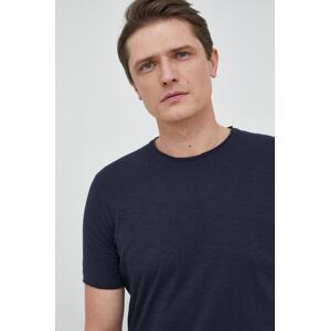Pamučna majica Sisley boja: tamno plava, jednobojni model