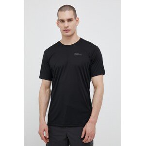 Sportska majica kratkih rukava Jack Wolfskin Tech boja: crna, glatki model, 1807072