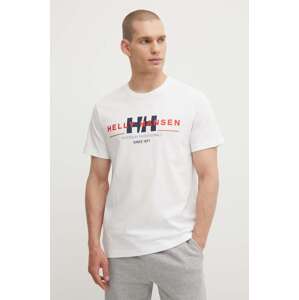 Pamučna majica Helly Hansen boja: bijela, s uzorkom