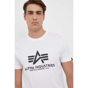 Pamučna majica Alpha Industries boja: bijela, s tiskom, 100501.09-White