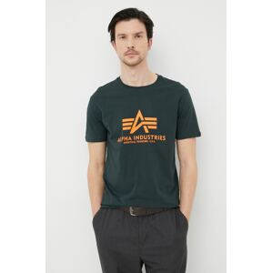 Pamučna majica Alpha Industries boja: zelena, s tiskom, 100501.353-DarkPetrol