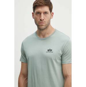 Pamučna majica Alpha Industries za muškarce, boja: tirkizna, s tiskom