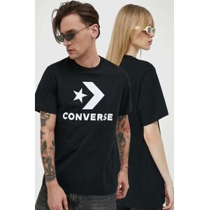 Pamučna majica Converse boja: crna, s tiskom
