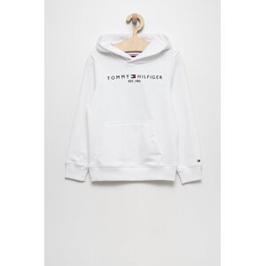 Dječja pamučna dukserica Tommy Hilfiger boja bijela, s kapuljačom