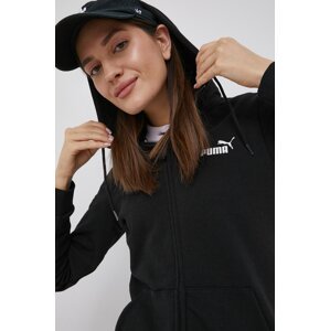Dukserica Puma za žene, boja: crna, s kapuljačom, tiskom, 586813
