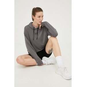 Dukserica Under Armour za žene, boja: siva, s kapuljačom, s tiskom