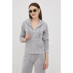 Dukserica Juicy Couture za žene, boja: siva, s kapuljačom, melanž