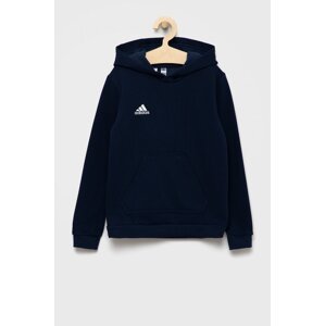 Dječja dukserica adidas Performance boja: tamno plava, s kapuljačom, s aplikacijom