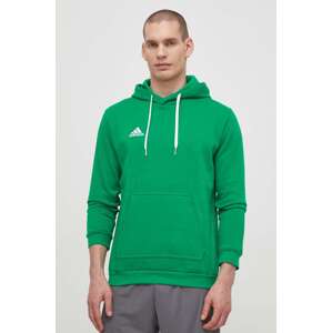 Dukserica adidas Performance Entrada 22 za muškarce, boja: zelena, s kapuljačom, glatka, HI2141