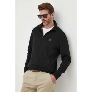 Pamučna dukserica BOSS BOSS CASUAL za muškarce, boja: crna, glatka