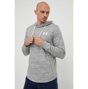 Dukserica Under Armour za muškarce, boja: siva, s kapuljačom, s tiskom