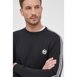 Dukserica Michael Kors za muškarce, boja: crna, s kapuljačom, s aplikacijom