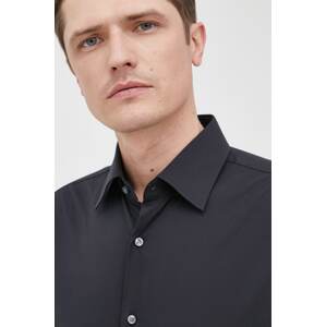 Košulja BOSS za muškarce, boja: crna, slim, s klasičnim ovratnikom, 50469345