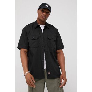 Košulja Dickies za muškarce, boja: crna, regular, s klasičnim ovratnikom