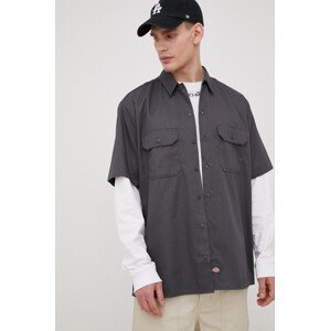Košulja Dickies za muškarce, boja: siva, regular, s klasičnim ovratnikom