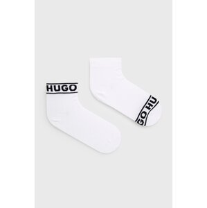 Čarape HUGO za žene, boja: bijela