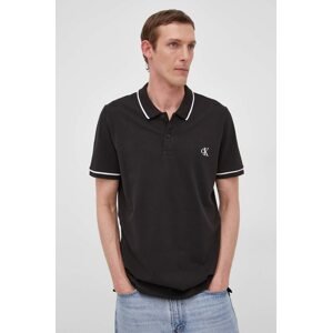 Polo majica Calvin Klein Jeans za muškarce, boja: crna, s aplikacijom, J30J315603