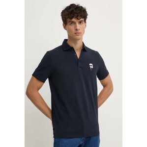Polo majica Karl Lagerfeld za muškarce, boja: tamno plava, s aplikacijom, 500221.745022