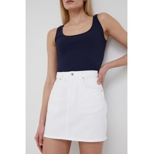 Pamučna traper suknja Pepe Jeans Rachel Skirt boja: bijela, mini, ravna