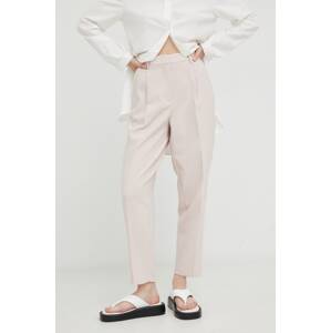 Hlače Bruuns Bazaar CindySus Dagny pants za žene, boja: ružičasta, uski kroj, visoki struk, BBW2393